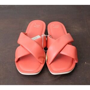 A New Day Womens Coral Daisy Slides Sandals Pillow Comfort Extra Padding Size 10